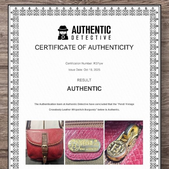 Fendi Vintage Two Way Deep Burgundy Leather - Slider Strap Includes COA 1970s - Picture 16 of 16